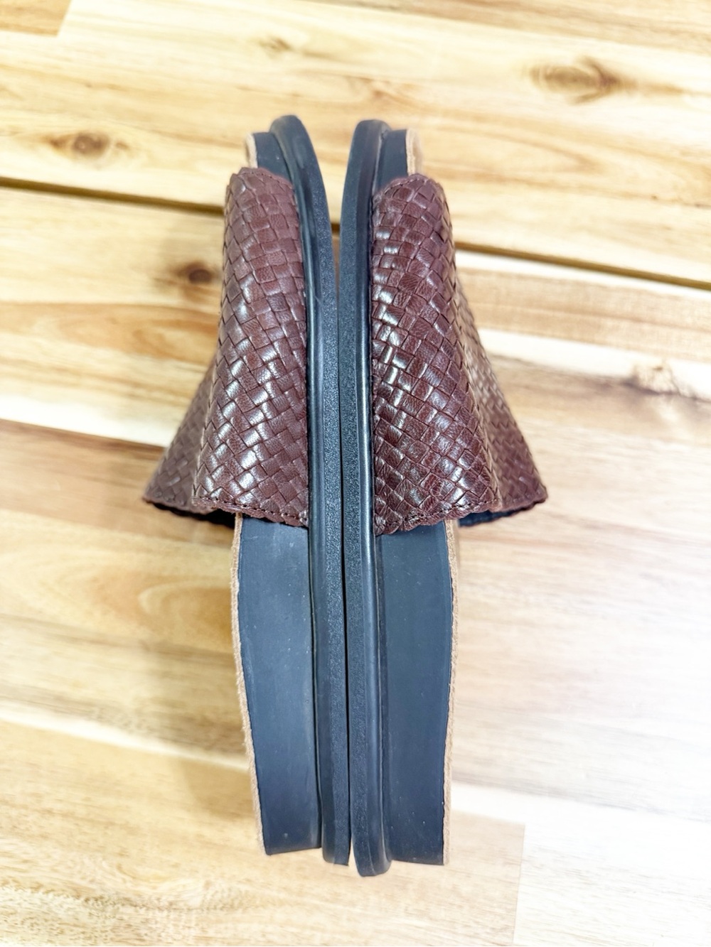 Vagabond Anthropologie Effie Woven Leather Brown Flat Dad Sandals Slip On 39 - Picture 9 of 15